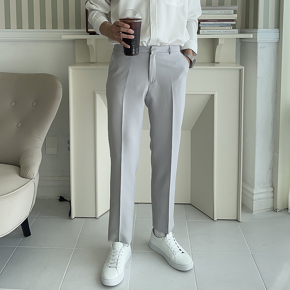 남자 슬랙스 9부 10부 바지 링클프리 정장 슬랙스 - 상품 이미지