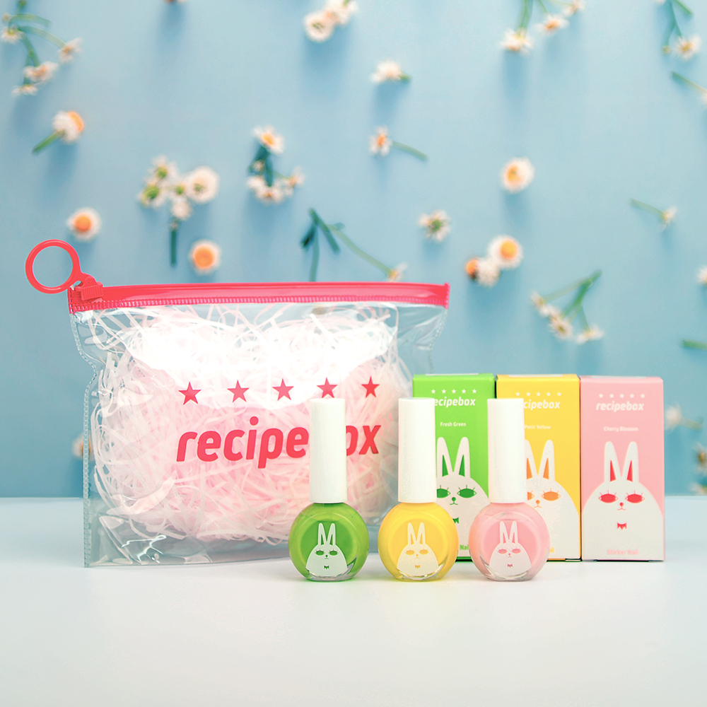 레시피박스 유아 어린이 매니큐어 3종 세트 여아 생일 선물 키즈 네일 아기 메니큐어