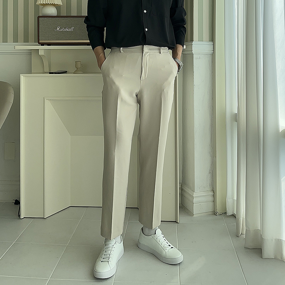 남자 슬랙스 9부 10부 바지 링클프리 정장 슬랙스 - 상세 이미지 4