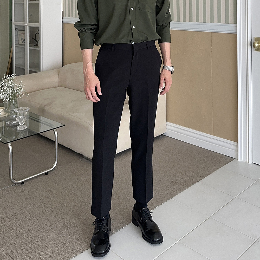 남자 슬랙스 9부 10부 바지 링클프리 정장 슬랙스 - 상세 이미지 2