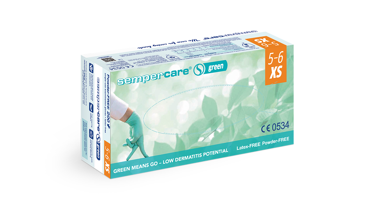 셈퍼메드 그린 쉐프 니트릴장갑 200매 친환경 식품용 일회용 초소형 소형 중형 대형 XS - 메인 이미지