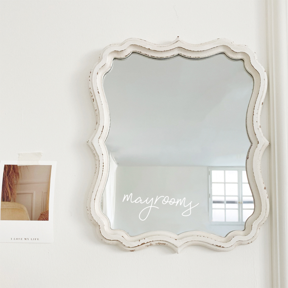 빈티지거울 프렌치 쉐비 화이트 벽걸이 우드 카페 매장 인테리어