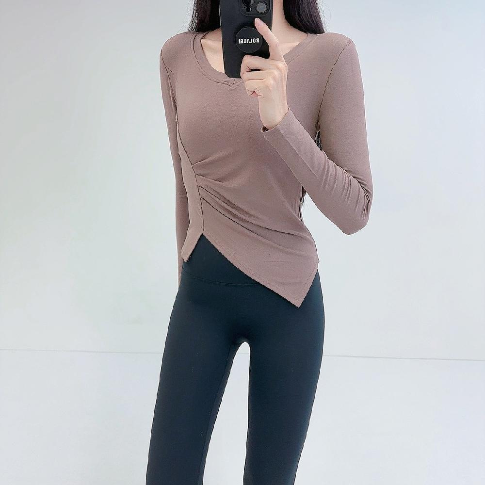 로라벨 히치 필라테스복 여성 요가복 필라테스 요가 상의 옷 커버업 운동복 탑 크롭 긴팔 - 상세 이미지 2