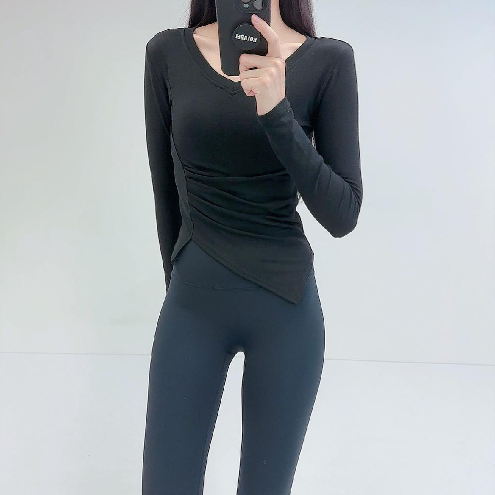 로라벨 히치 필라테스복 여성 요가복 필라테스 요가 상의 옷 커버업 운동복 탑 크롭 긴팔 - 상세 이미지 5