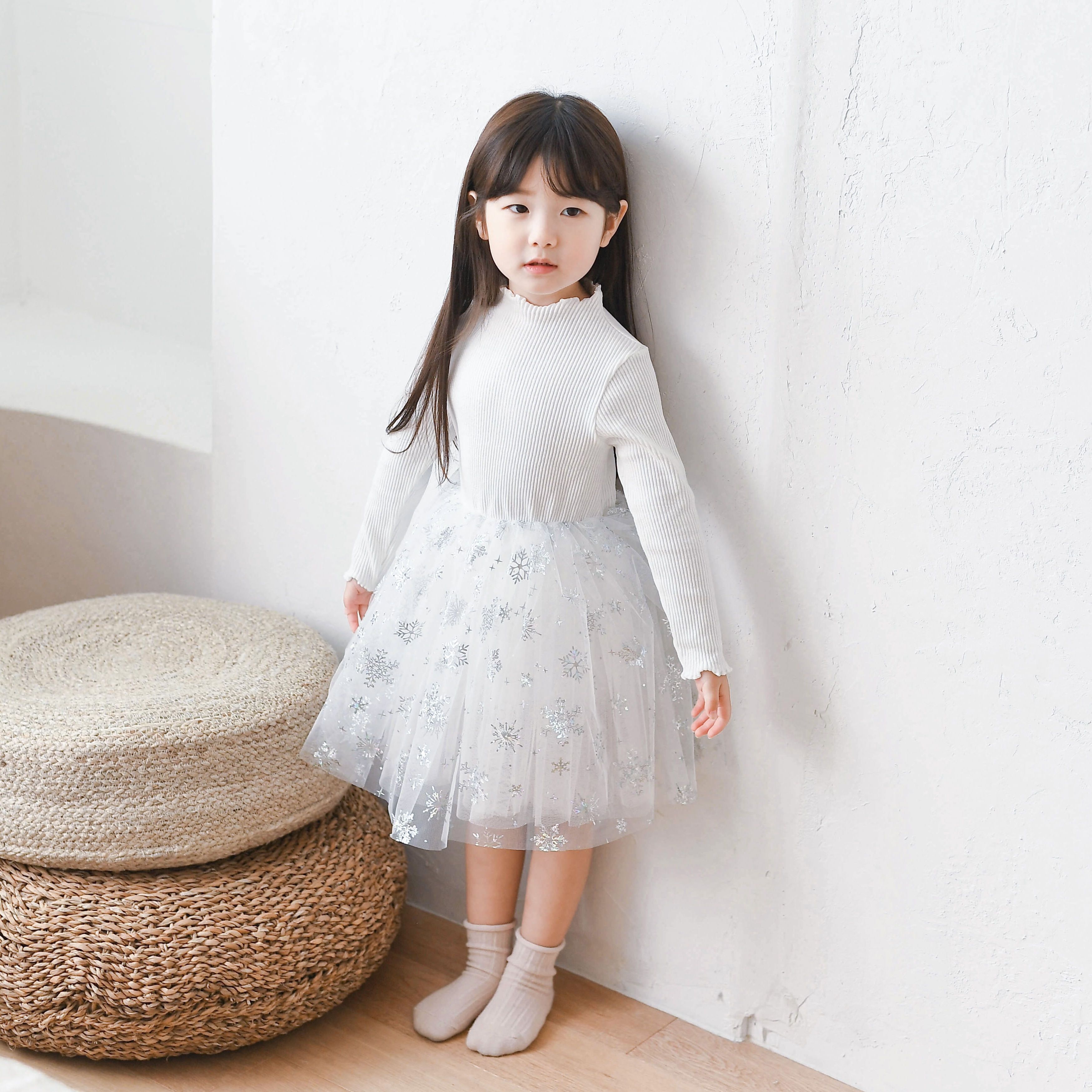 엘 골지 긴팔 튜튜 샤 원피스 여아 아동 아이보리 블루 보통핏 할로윈 엘사