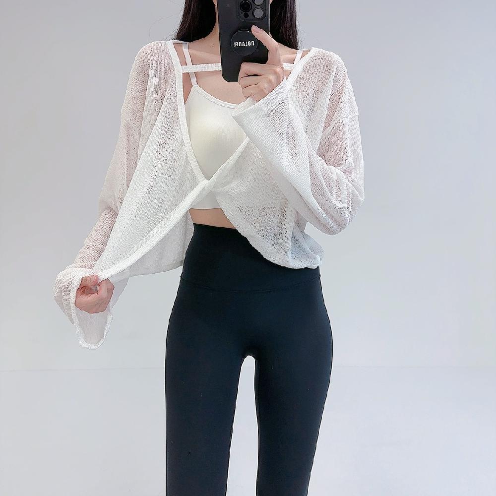 로라벨 슈핀 필라테스복 여성 빅사이즈 요가복 필라테스 요가 상의 커버업 볼레로 운동복 - 상세 이미지 4