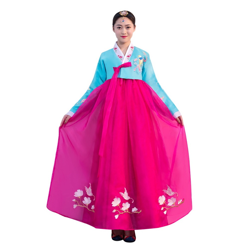 여자한복 신부 화려한 개량 꽃자수 전통 의상 예쁜 촬영 드레스 저고리 혼주 무대 판소리 - 상세 이미지 4