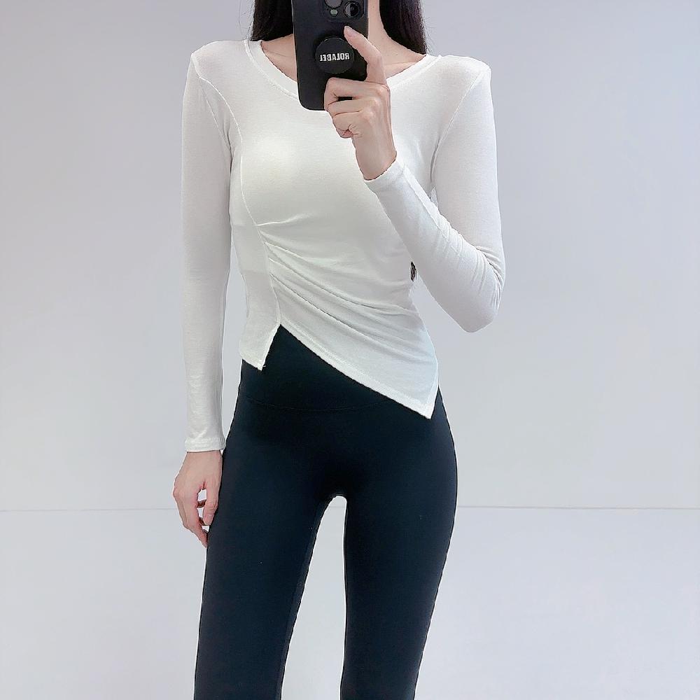 로라벨 히치 필라테스복 여성 요가복 필라테스 요가 상의 옷 커버업 운동복 탑 크롭 긴팔 - 상세 이미지 4