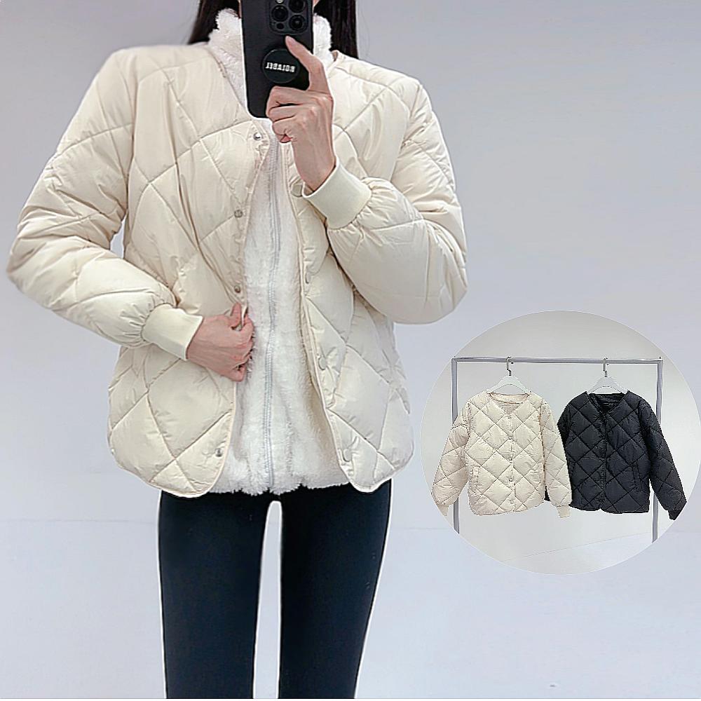 로라벨 디엔 경량패딩 여성 이너패딩 퀄팅 여자 후리스 점퍼 숏패딩