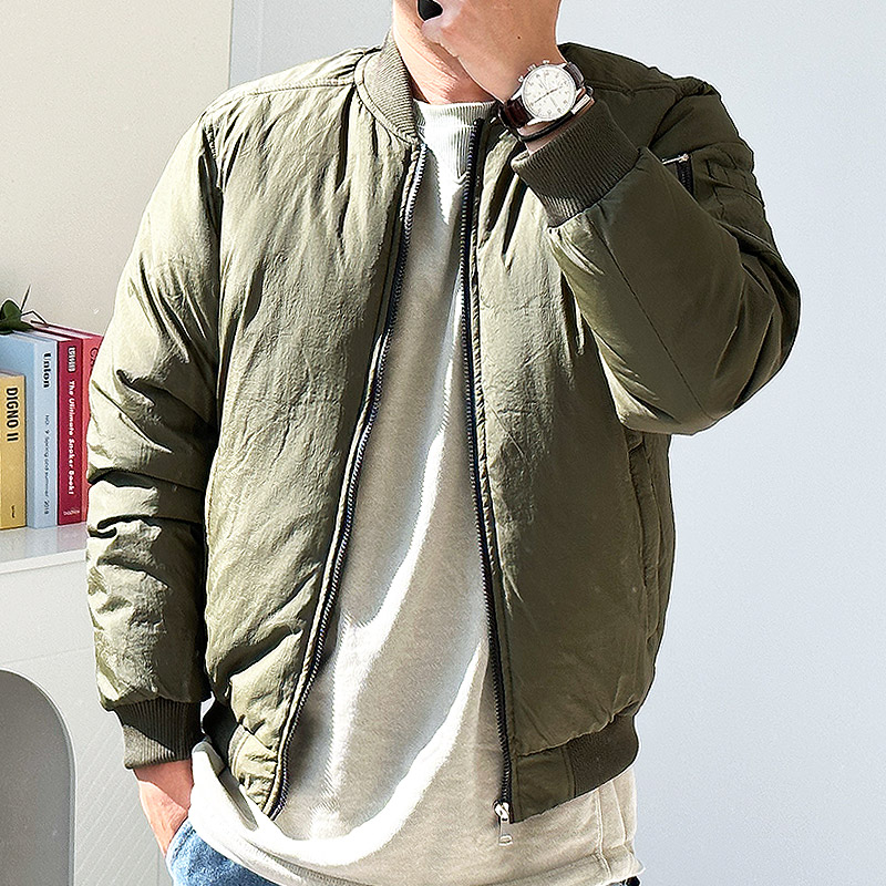 남자 숏패딩 항공 패딩점퍼 겨울 블루종 MA-1 빅사이즈 - 상세 이미지 2