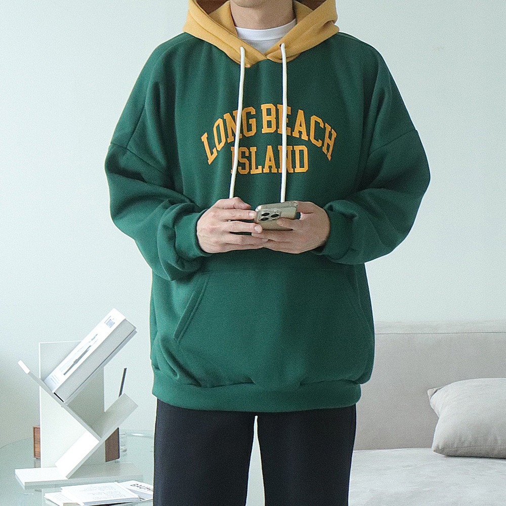남자후드티 오버핏 레이어드 모자큰 남성기모후드티 이미지 2