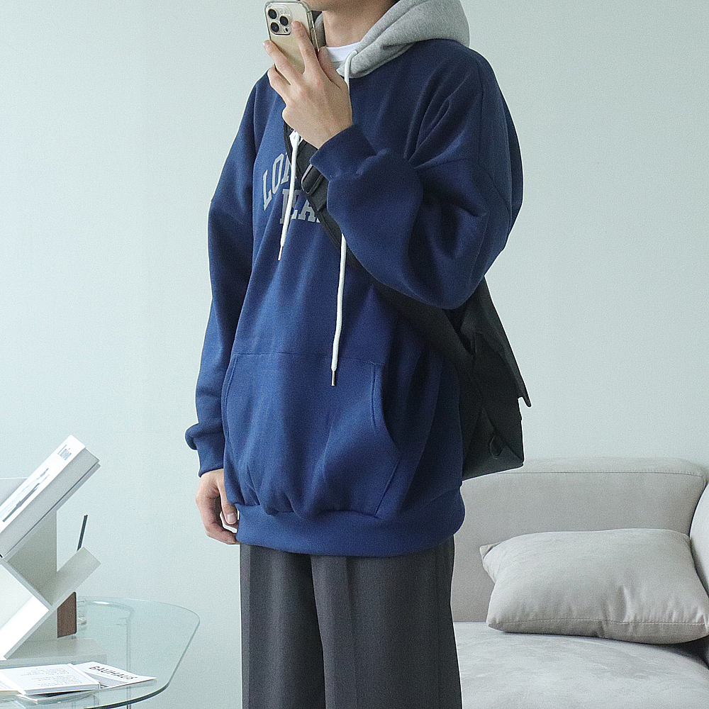 남자후드티 오버핏 레이어드 모자큰 남성기모후드티 이미지 3