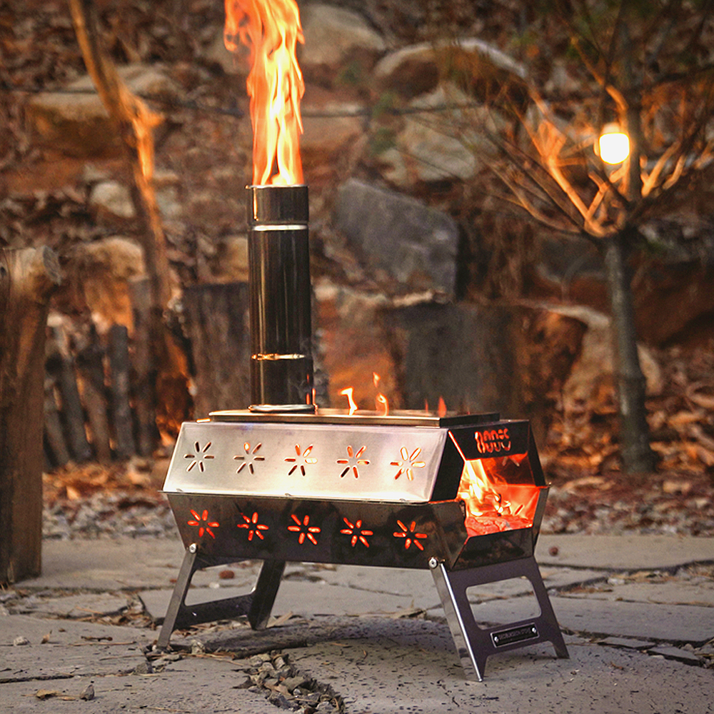 800도씨 캠핑 거북선 화로대 연통 세트 바베큐 그릴 불멍 접이식 화로