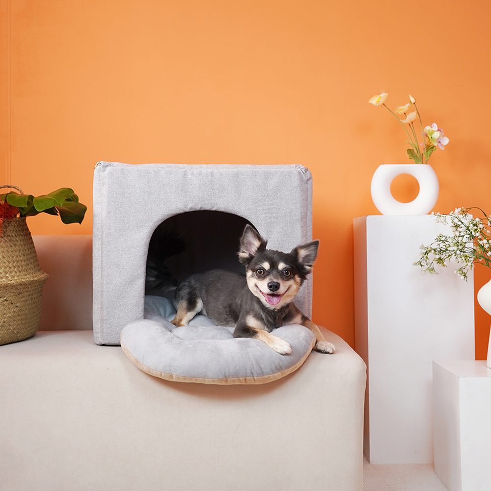 개과천선 모마펫 강아지 하우스 애견 꿀잠 동굴집 쿠션 하우스 고양이 숨숨집 논슬립 그레이