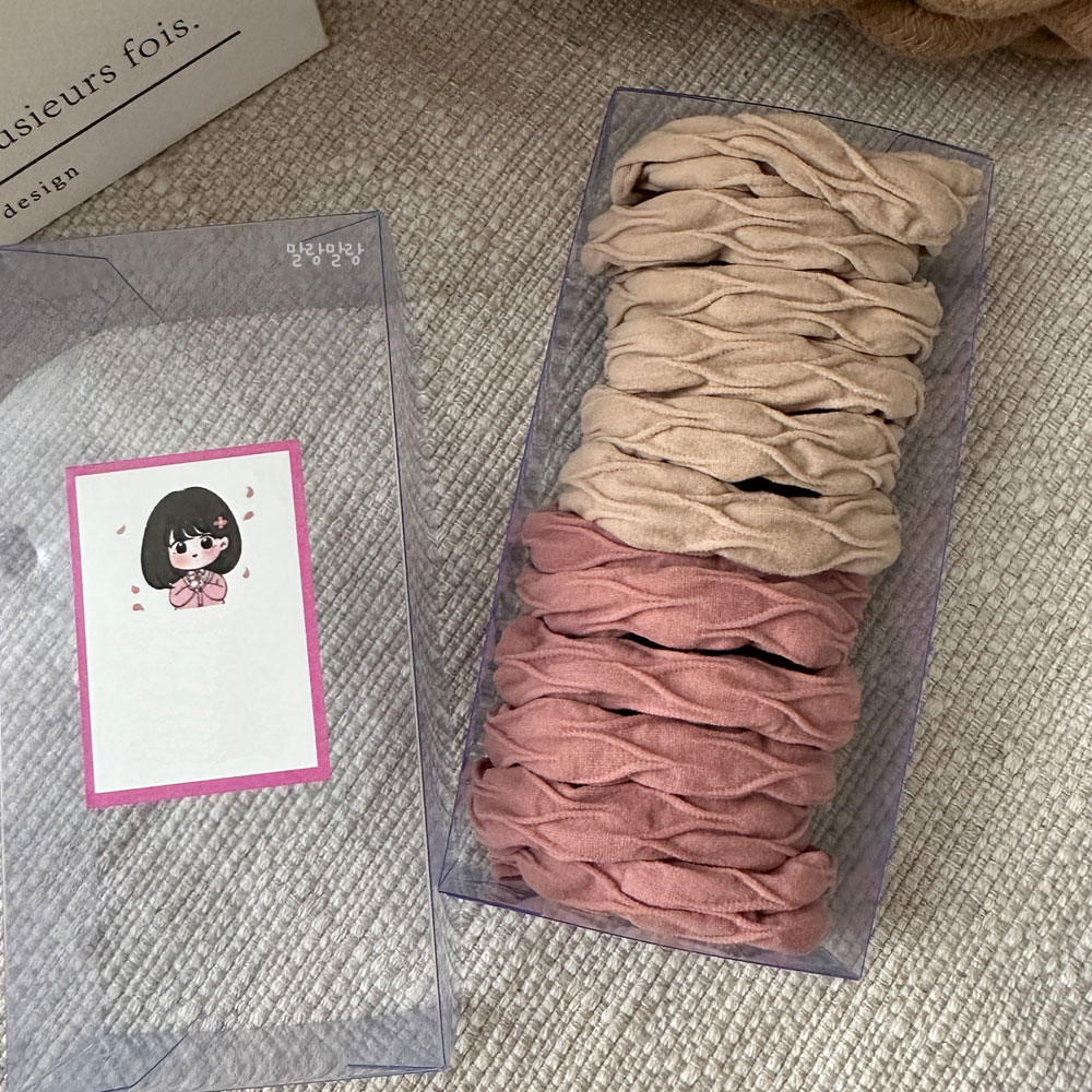 두꺼운 무매듭머리끈 세트 짱짱한 헤어끈 똥머리고무줄 - 상세 이미지 4
