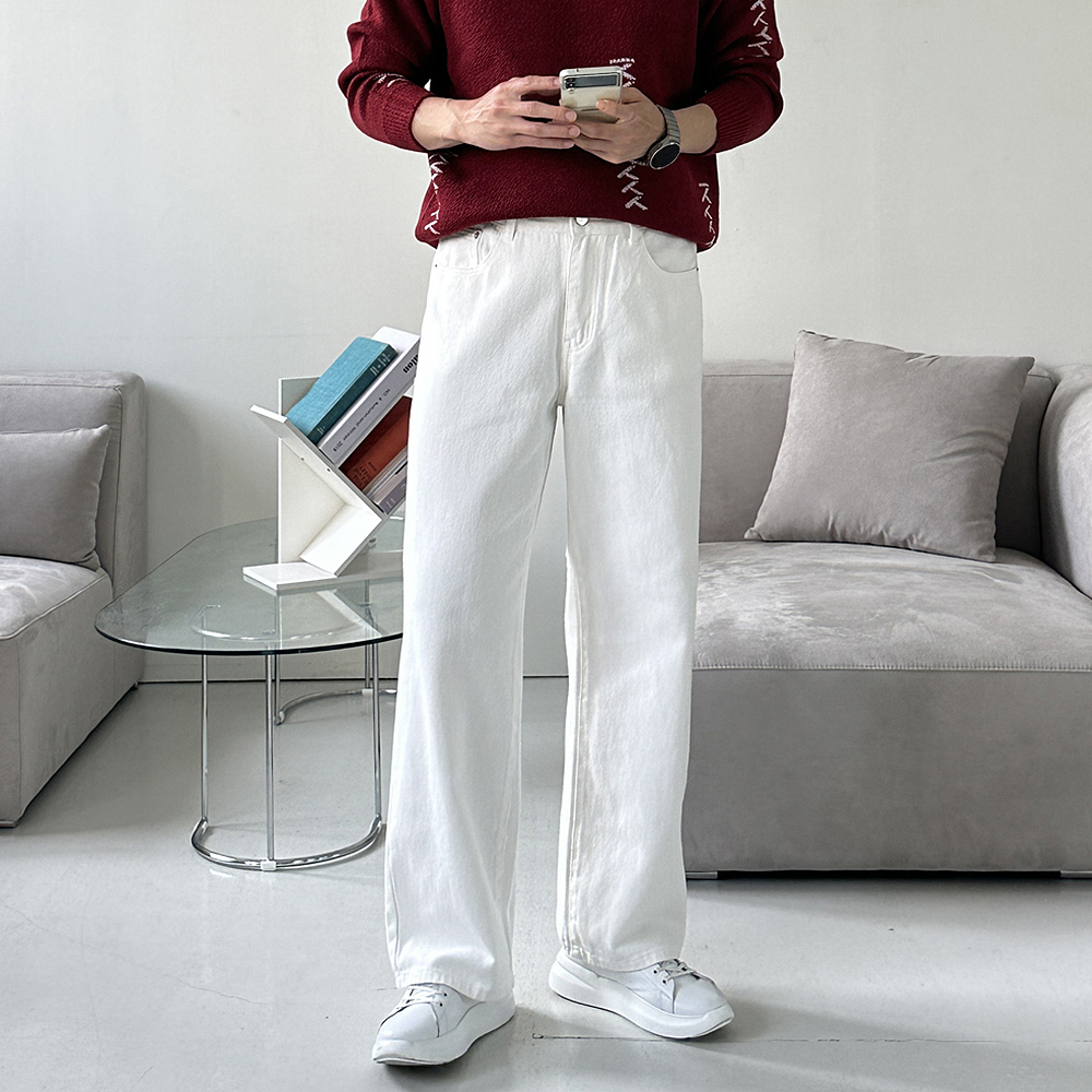 남자와이드팬츠 부츠컷 미니멀룩 통큰바지 남자면바지