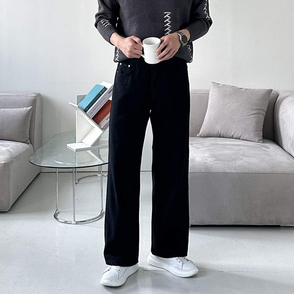 남자와이드팬츠 부츠컷 미니멀룩 통큰바지 남자면바지 - 상세 이미지 2