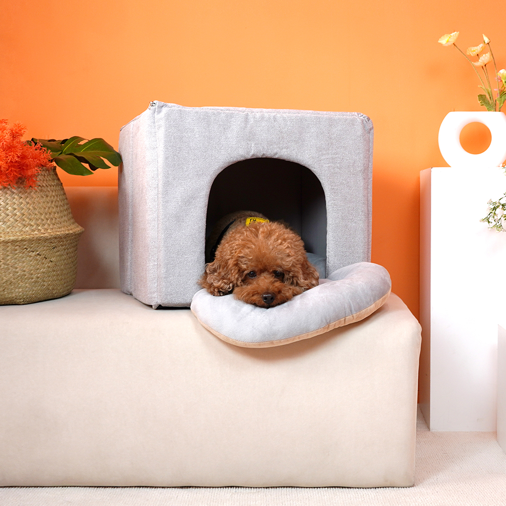 개과천선 모마펫 강아지 하우스 애견 꿀잠 동굴집 쿠션 하우스 고양이 숨숨집 논슬립 그레이