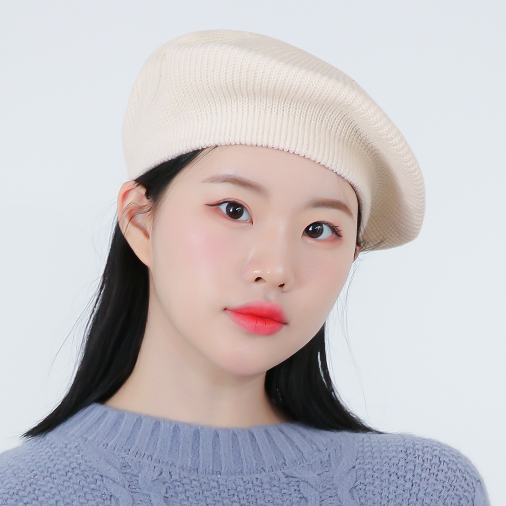 국내생산 심플 울 니트 베레모 여성 무지 화가모자 남자 빵모자 - 상세 이미지 3