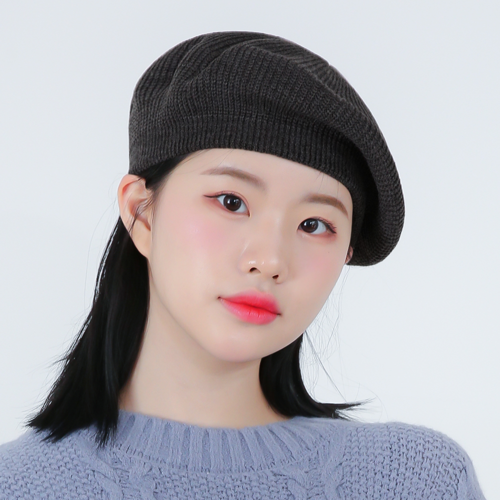 국내생산 심플 울 니트 베레모 여성 무지 화가모자 남자 빵모자 이미지 6