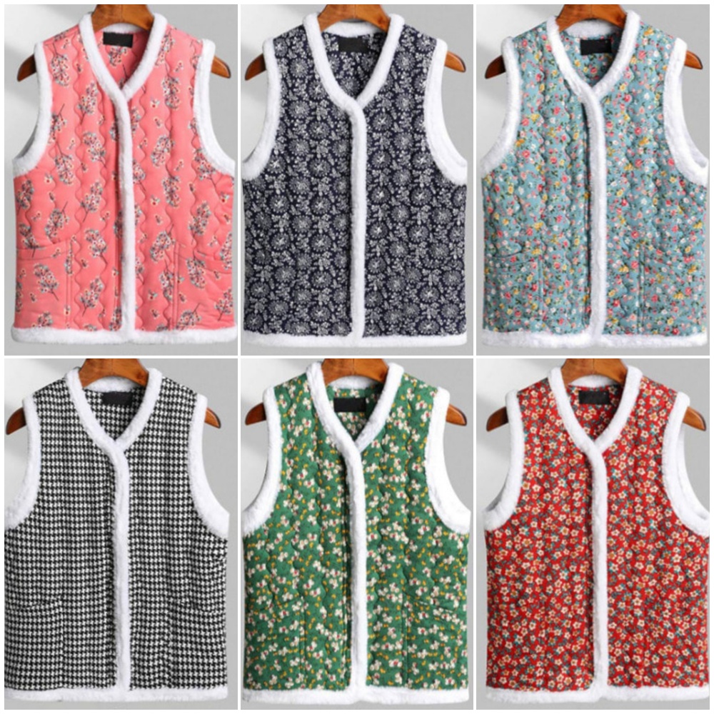 퍼 지퍼 누빔 털조끼 꽃자수 6color 할머니 효도 선물용 김장 발열 : 제니스마트111