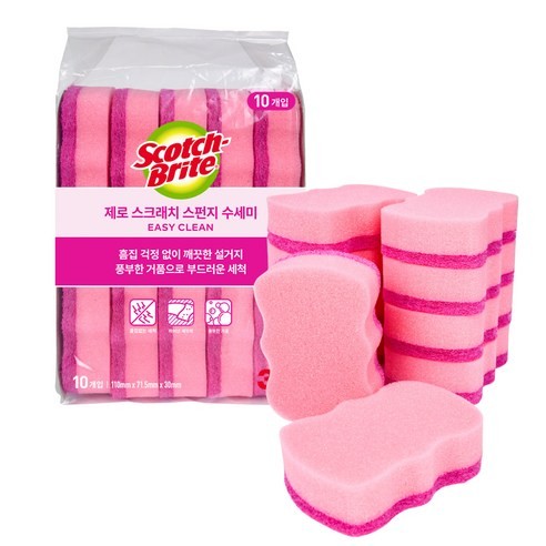 3M 스카치브라이트 제로 스크래치 스펀지 수세미 5개입, 2개 제품 이미지