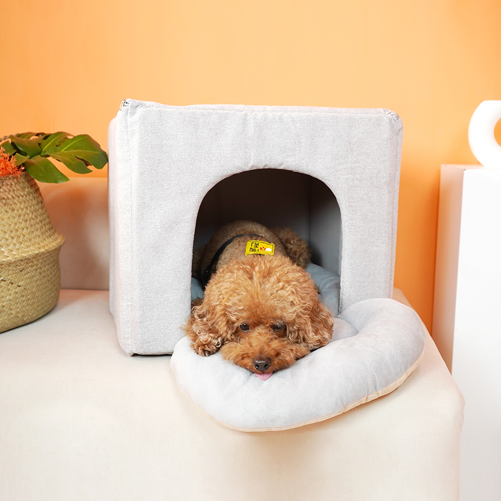 개과천선 모마펫 강아지 하우스 애견 꿀잠 동굴집 쿠션 하우스 고양이 숨숨집 논슬립 그레이