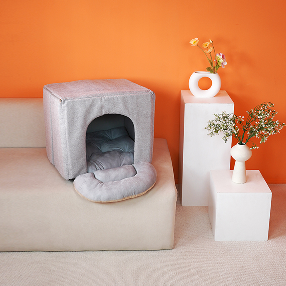 개과천선 모마펫 강아지 하우스 애견 꿀잠 동굴집 쿠션 하우스 고양이 숨숨집 논슬립 그레이