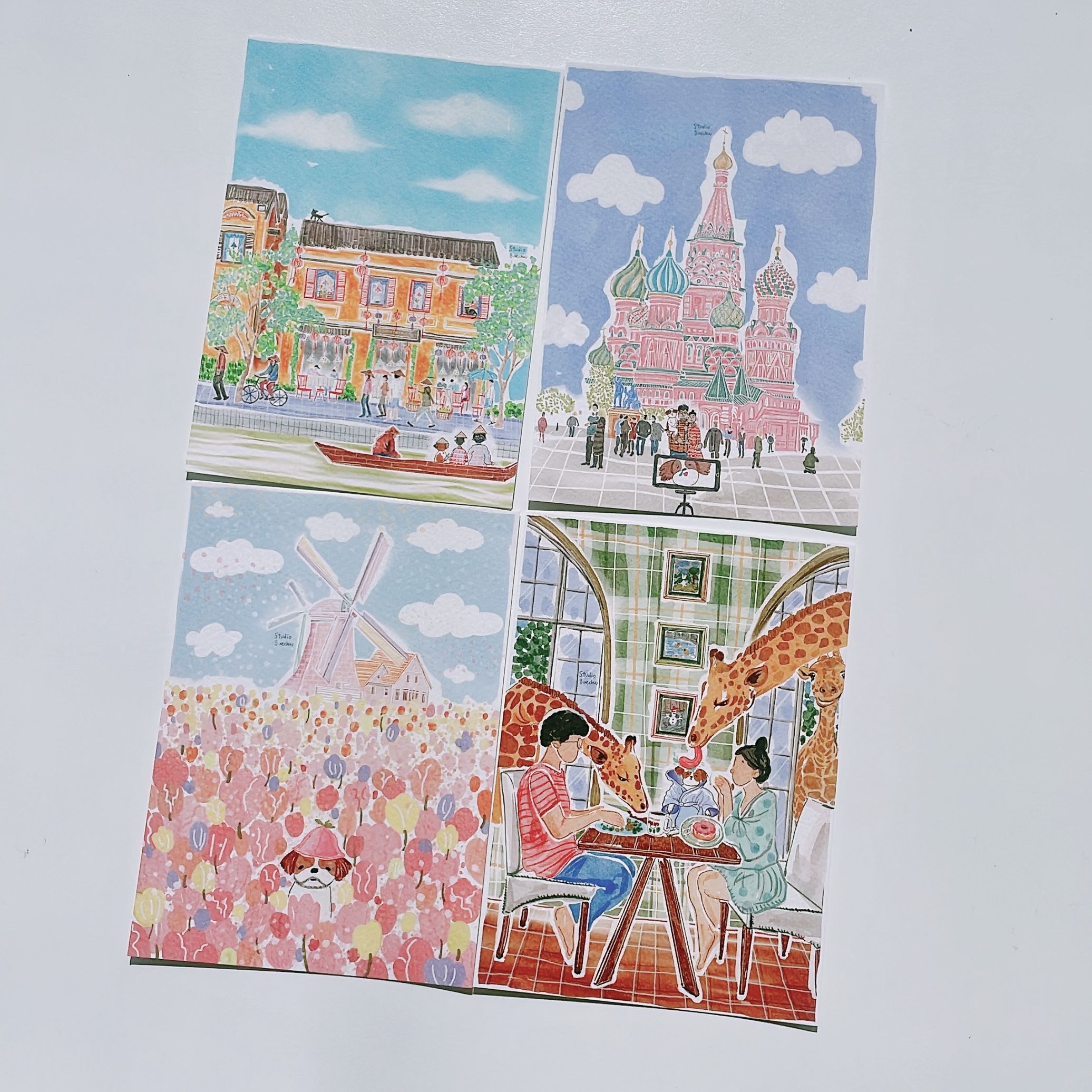 인테리어 감성 캐릭터 그림 카드 여행 강아지 귀여운 카드 엽서 이미지 8