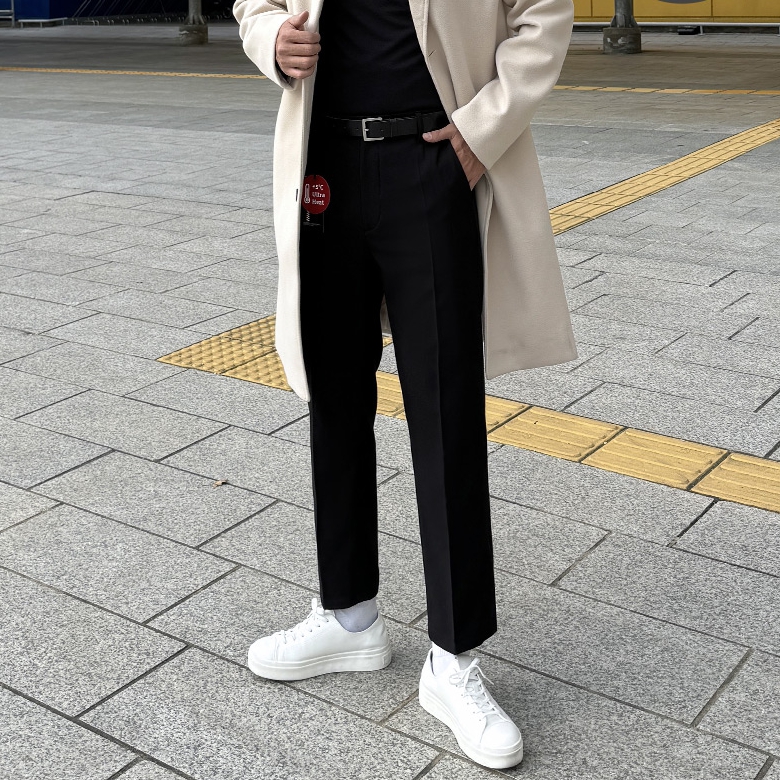 남자 디커슨 겨울 일자 슬림핏 9부 10부 기모 스판 슬랙스 이미지 3
