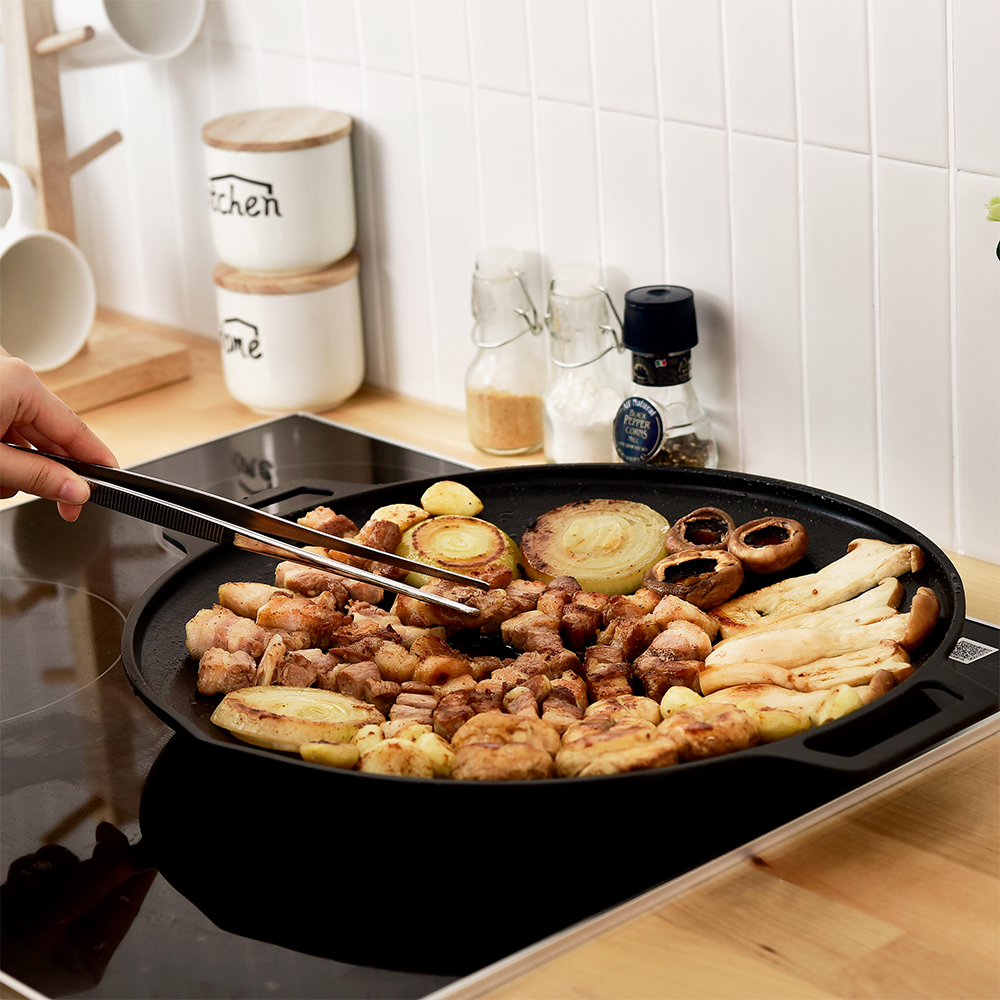 시샘 기름안튀는 캠핑 바베큐 삼겹살 솥뚜껑 고기 불판 통주물 인덕션 그리들팬 30