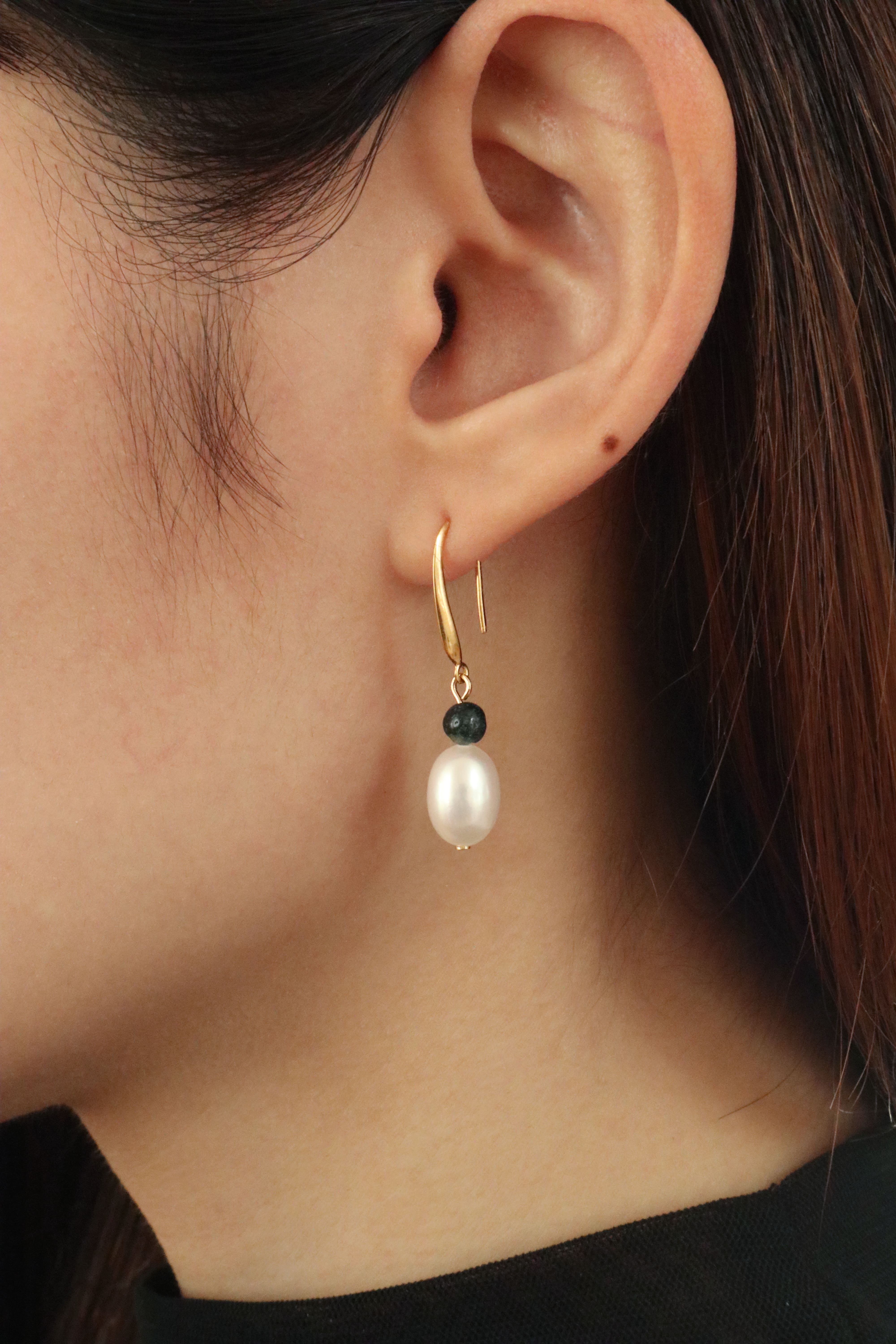 담수진주귀걸이 아게이트 원석 실버925 귀걸이