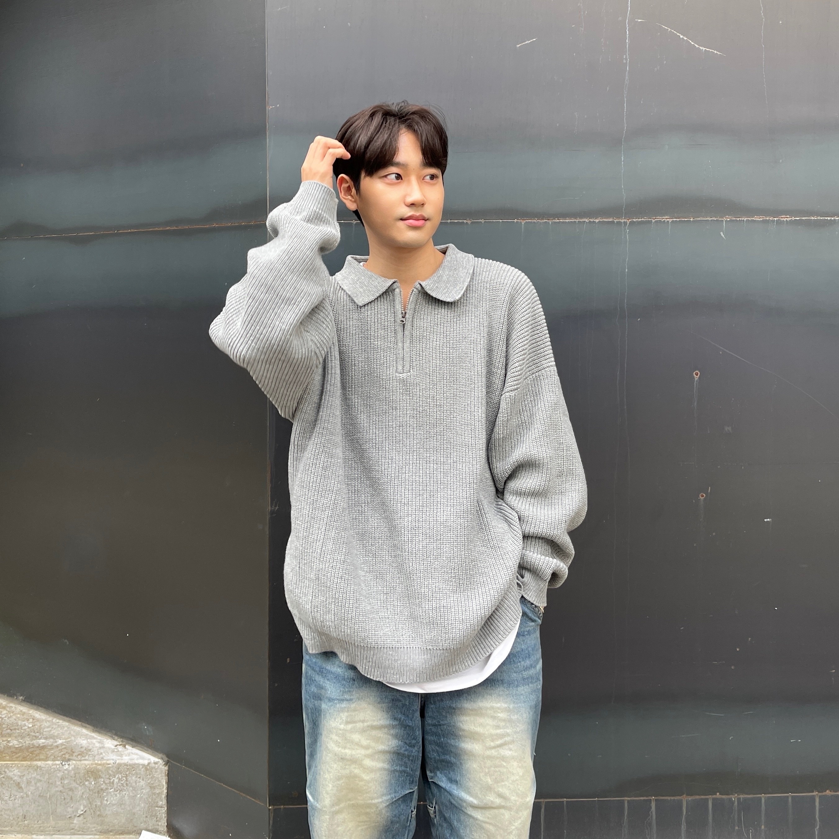 남자반집업니트 남자카라니트 이미지 4