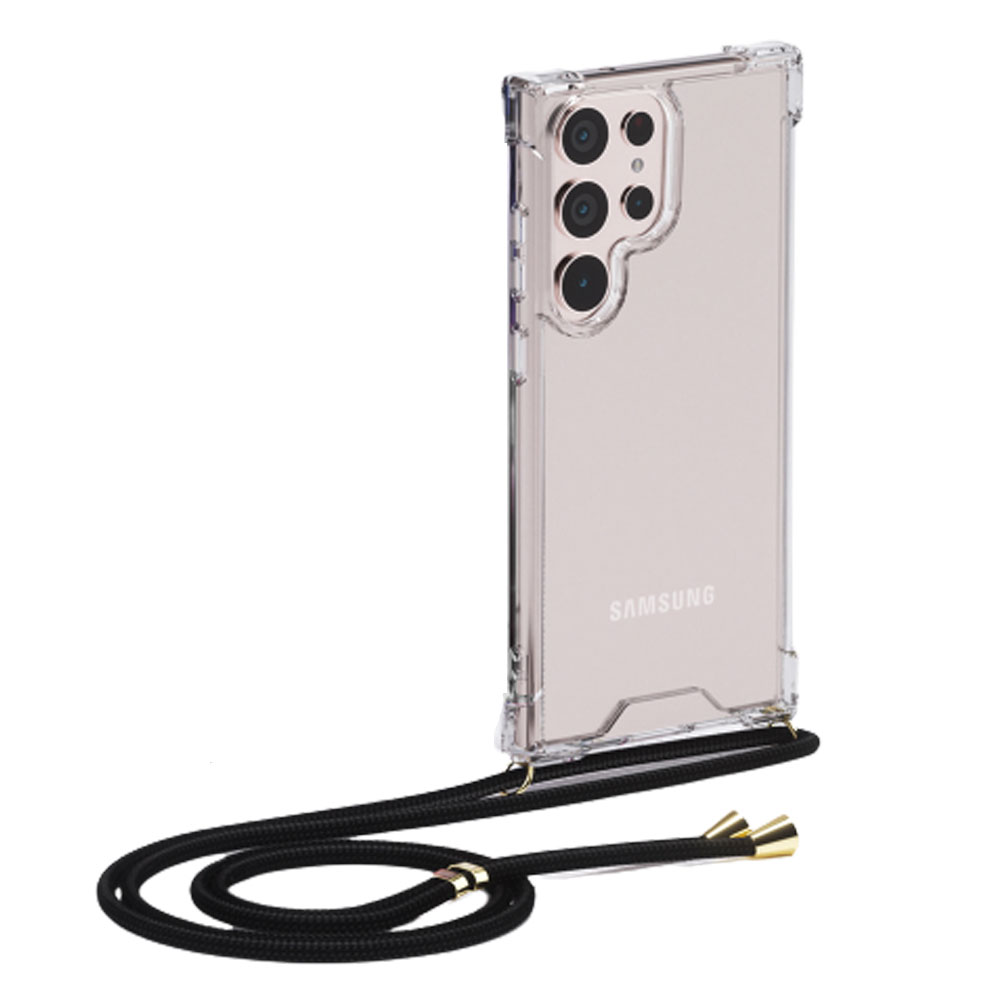 에어 범퍼 스트랩 목걸이 케이스 투명, 갤럭시S23 울트라