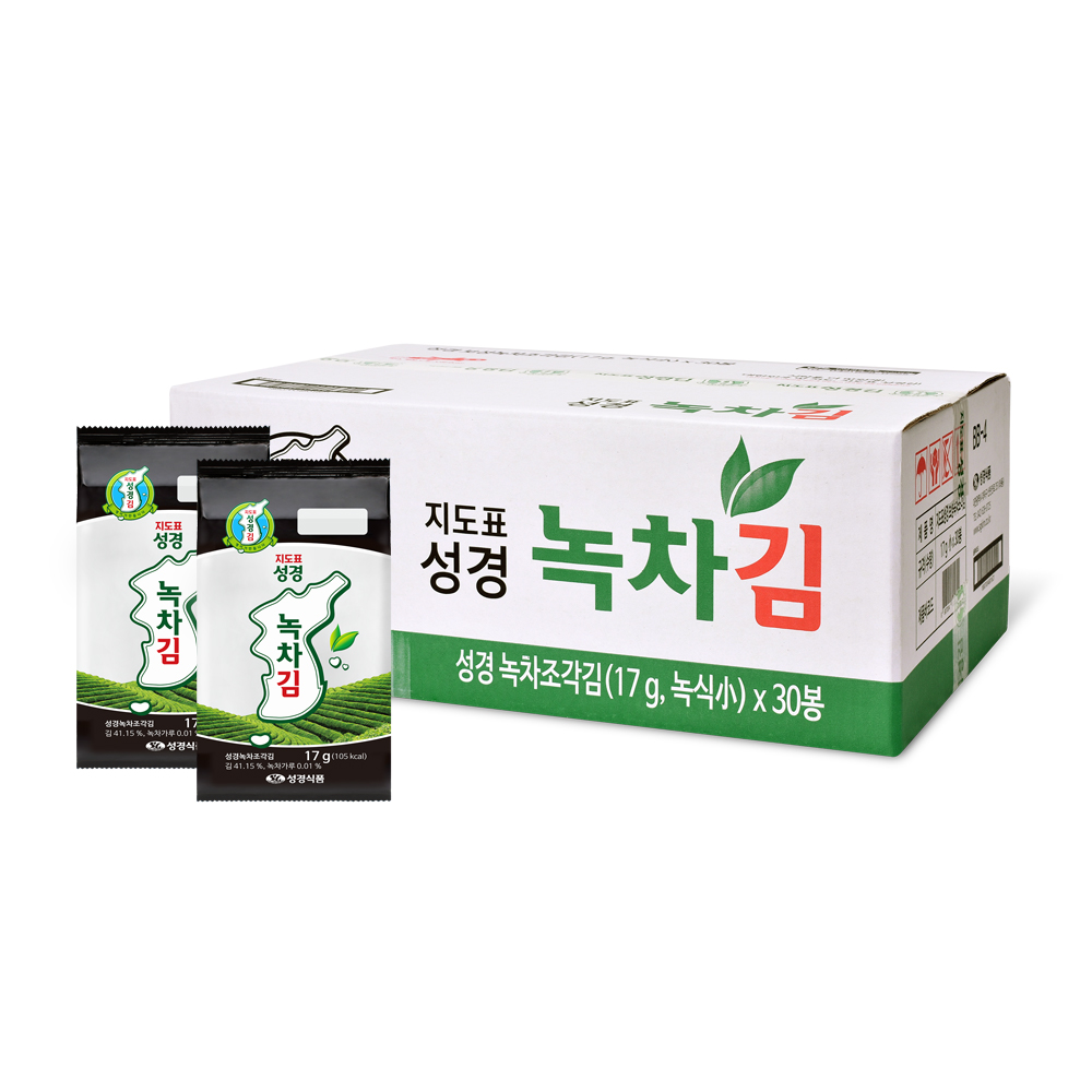 [성경김본사] 대용량 녹차 도시락김(30매) 17g, 30개 - 상품 이미지