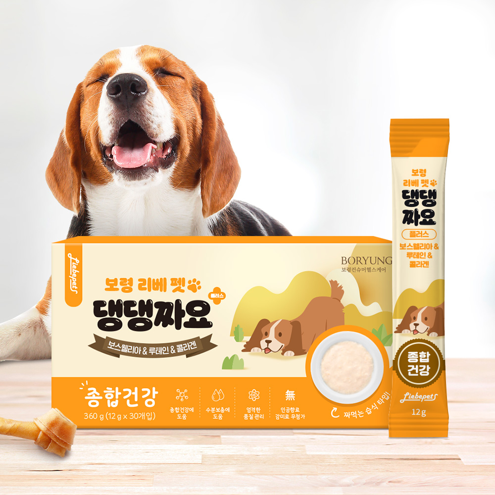 리베펫 댕댕짜요 플러스 종합건강 강아지 영양간식 감미료 무첨가 12gx30포 - 상품 이미지