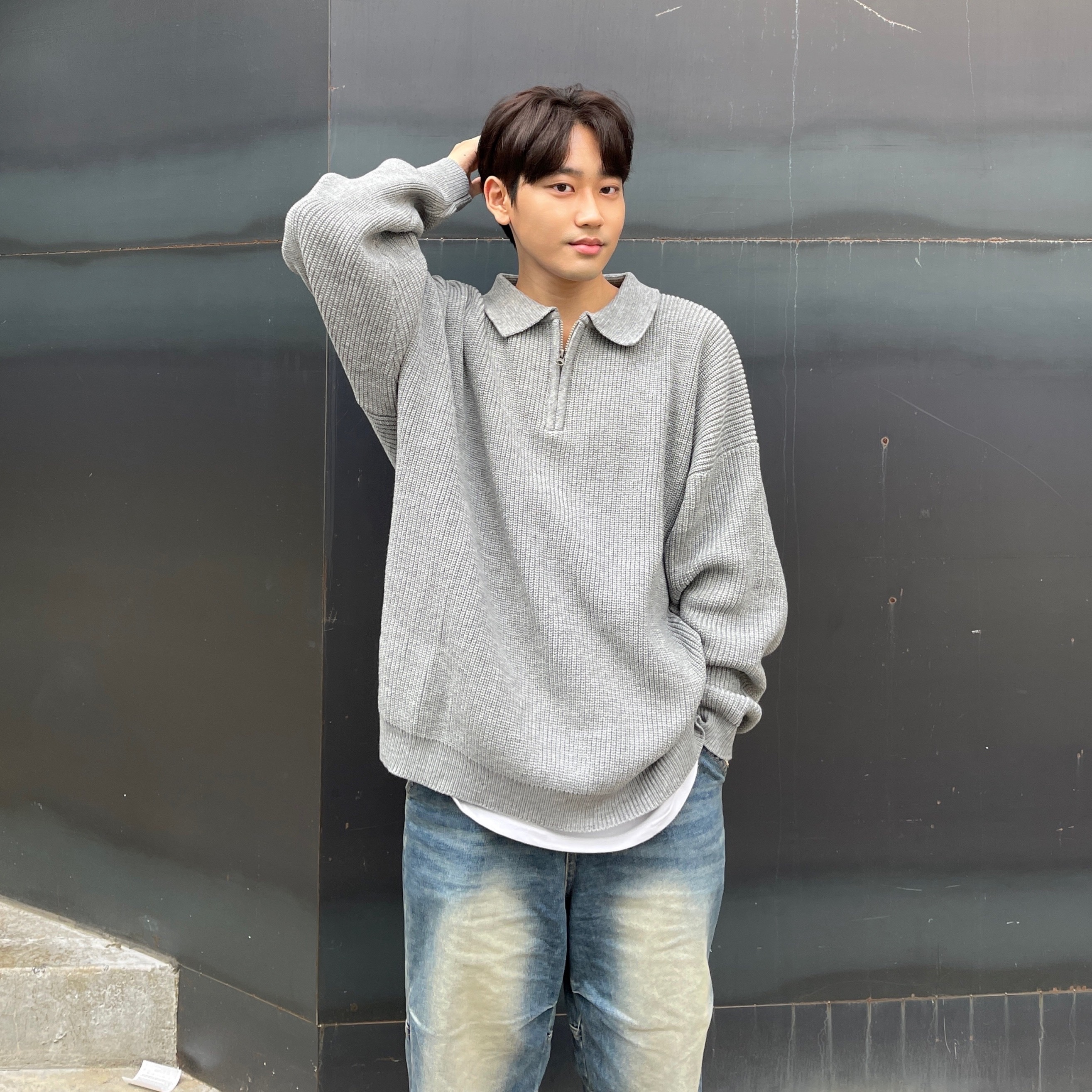 남자반집업니트 남자카라니트 이미지 2