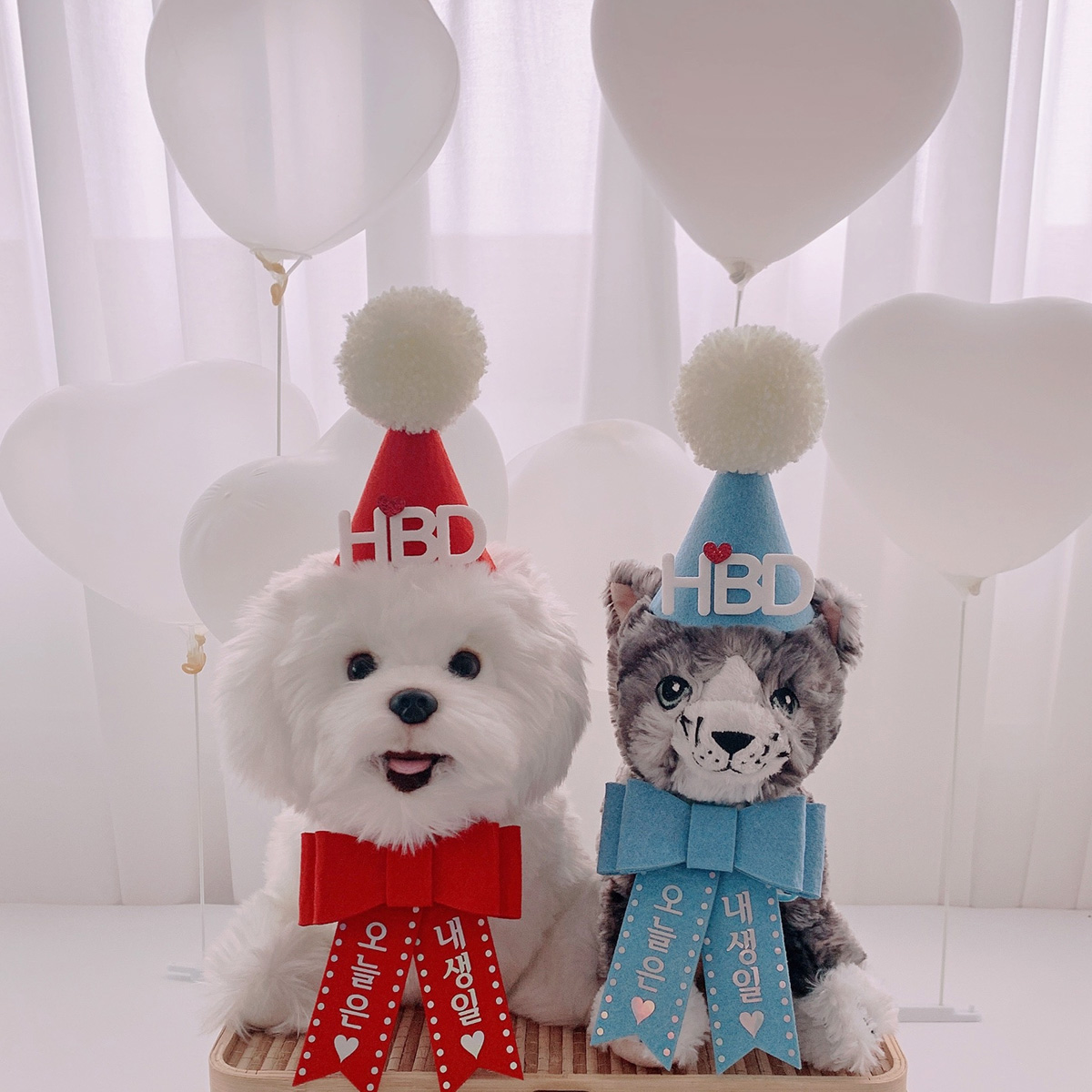 [무료배송★1시마감 당일출고] HBD 고깔화환세트 강아지 고양이 생일파티 리본화환 - 상세 이미지 5