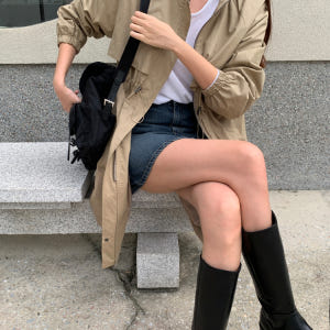 스트링 하이넥 후드 여성 봄점퍼 간절기아우터 여자야상점퍼 사파리 롱 바람... 착용 후기 | 사이즈/핏 총정리 - 상품 이미지 3