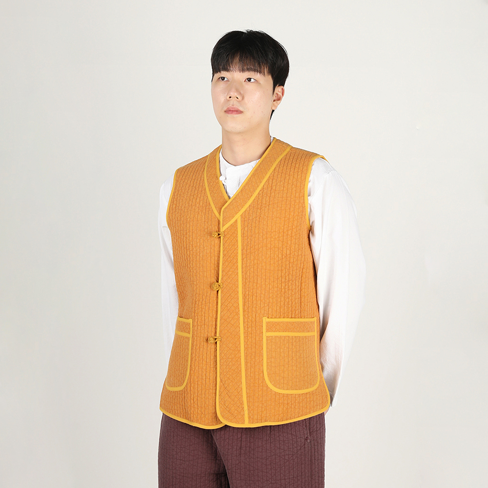 남자 겨울 생활한복 기모 해들 누비조끼 개량 계량 한복 절복 법복. 상품 이미지