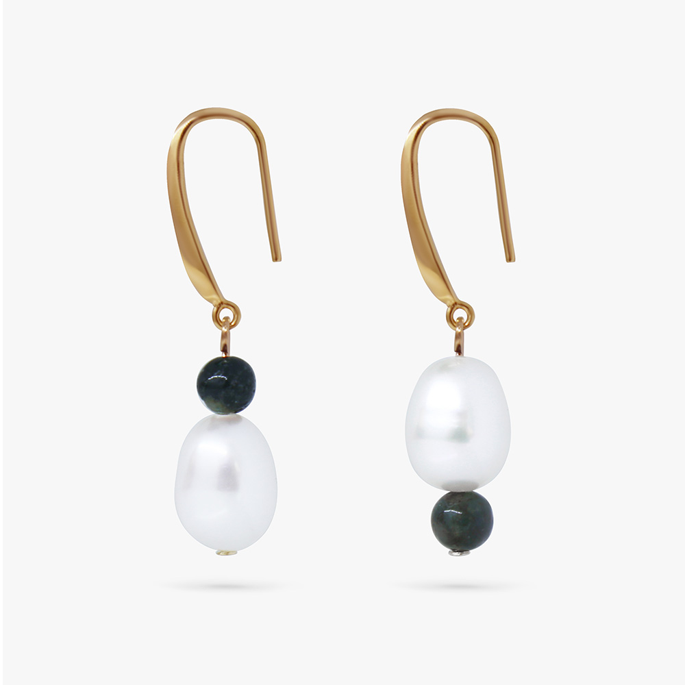 담수진주귀걸이 아게이트 원석 실버925 귀걸이