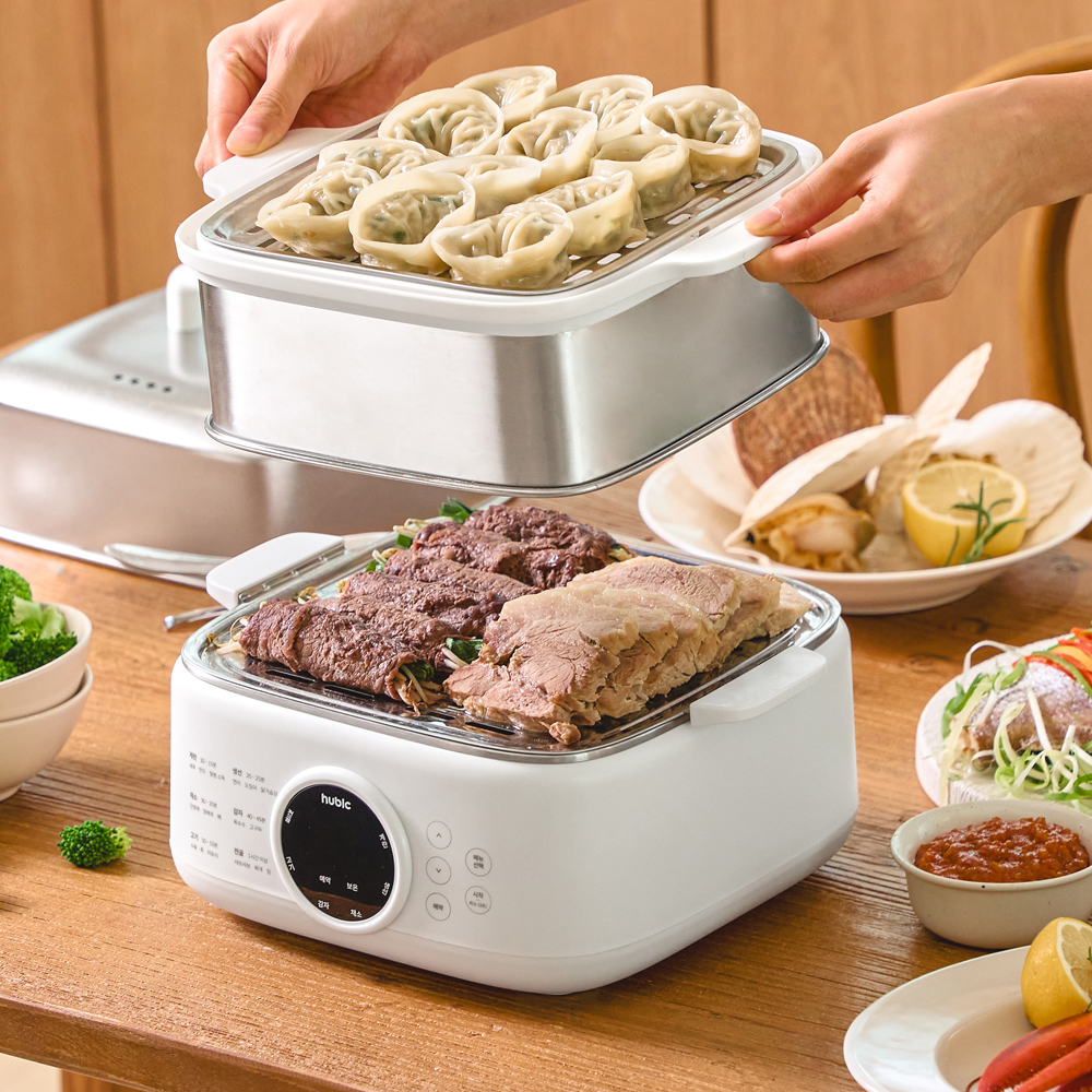 휴빅 스텐 전기 찜기 이유식 계란 고구마 삶는기계 만두 호빵 야채 스팀 찜기 대용량