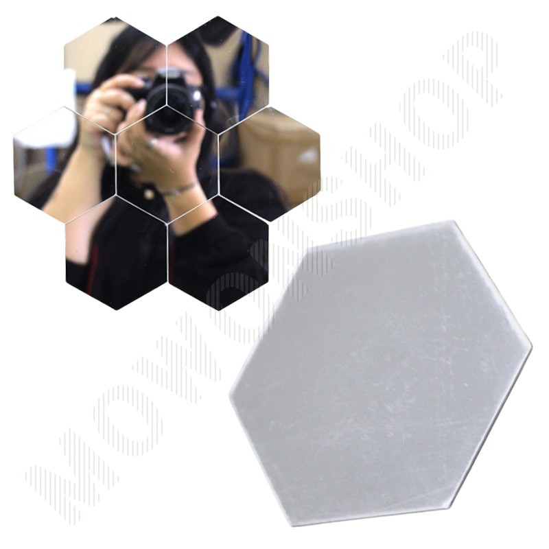 붙이는미니거울 안깨지는 육각형 벽 부착 거울 무타공