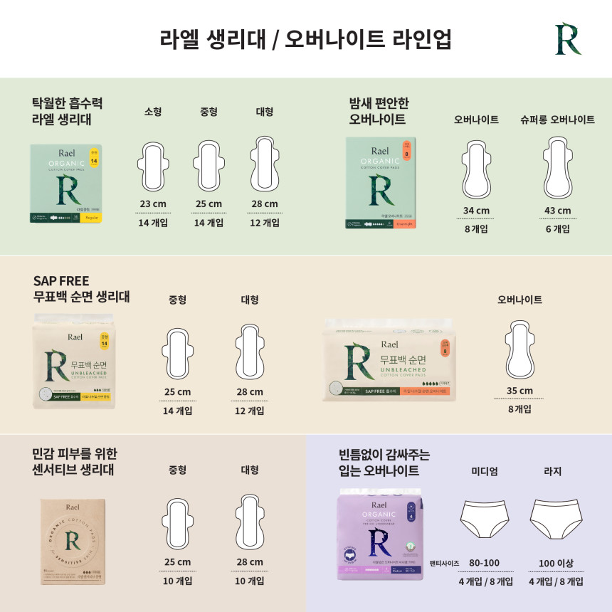 라엘 유기농 순면커버 생리대 중형 12팩 사진 5