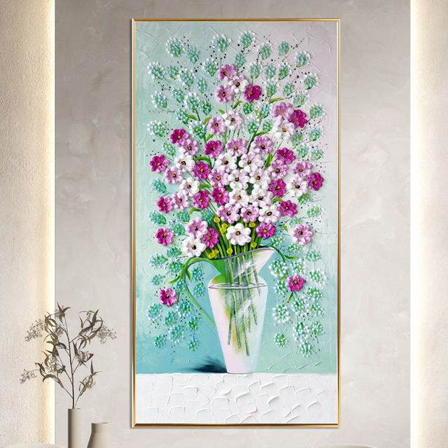 인테리어 꽃 그림 액자 거실 캔버스 대형 포스터 선물 핑크핑크 꽃병 와이드 - 상세 이미지 4