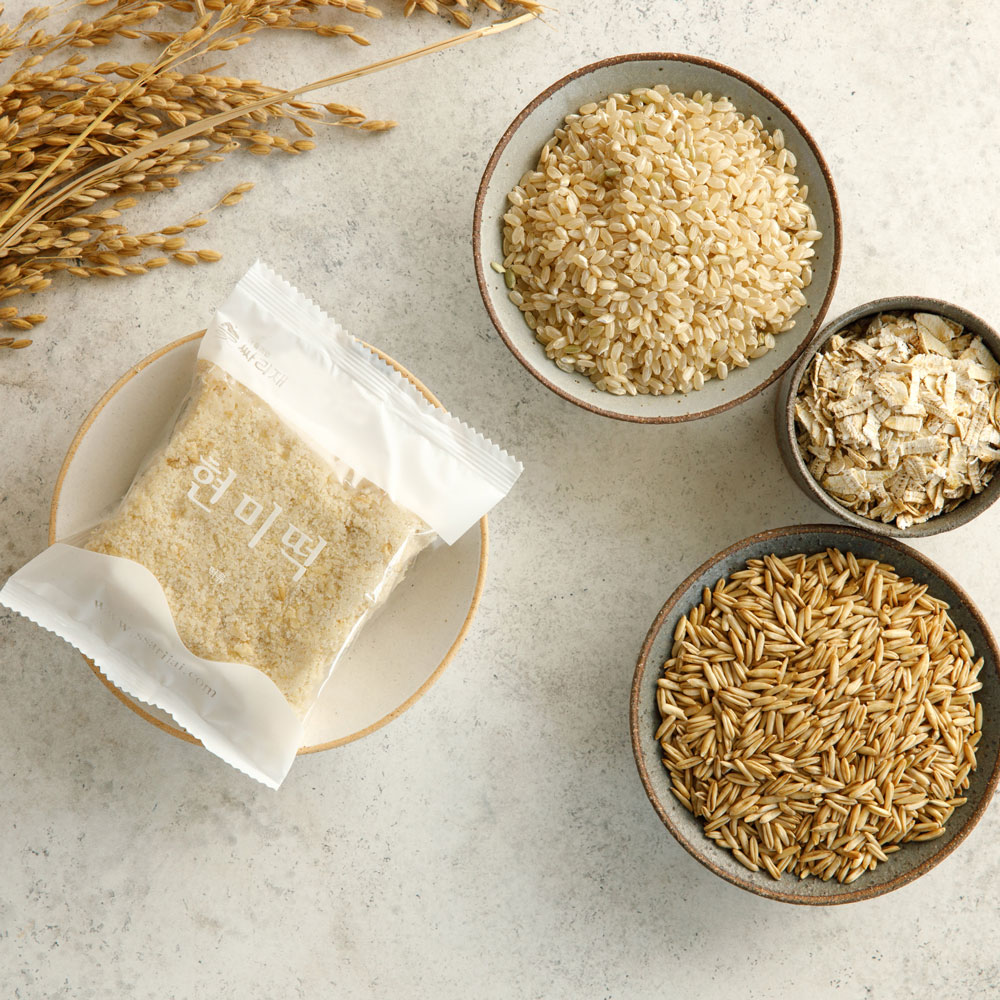 싸리재 시루떡 [ 유기농 오트밀 설기 80g 10봉] 아침대용 개별포장 현미 영양 떡 - 상품 이미지