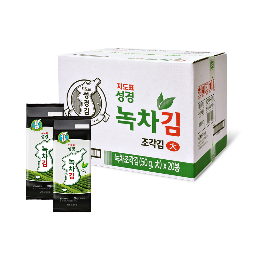 성경김 녹차 재래 식탁김 조미 도시락 맛있는 김 50g, 20개 이미지 1