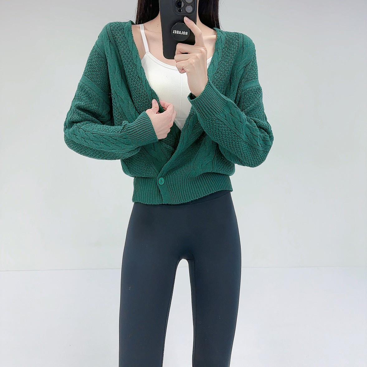로라벨 엘버 필라테스복 여성 요가복 필라테스 요가 상의 옷 커버업 운동복 긴팔 랩 가디건 - 상세 이미지 2