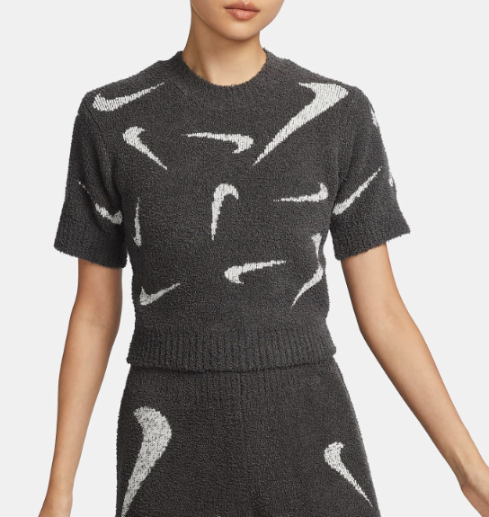 나이키 스포츠웨어 피닉스 코지 부클레 슬림 크롭 니트 반팔 탑 D6 FD4287-254