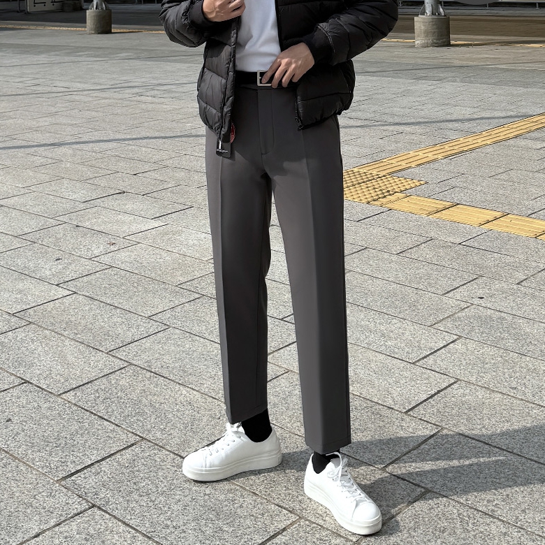 남자 디커슨 겨울 일자 슬림핏 9부 10부 기모 스판 슬랙스 이미지 4